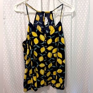 Womens Pink Rose Lemon Tank Top Size Large